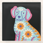 ドッグシュガースカルデーオブザデッドブラックコースター ガラスコースター (正面)