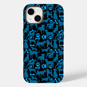 ドッグシルエットパターン。ブルー。04ブラックBG Case-Mate iPhone 14ケース
