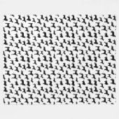 ドッグシルエットパターン、黒プリント フリースブランケット (正面(横))