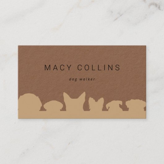 ドッグシル素朴シルエットクラフトビジネスカード 名刺 (正面)