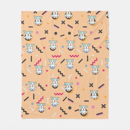 ドッグシームレスパターンベクトル フリースブランケット (正面)
