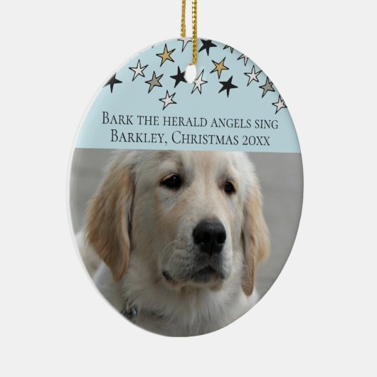 ドッグスクリスマスパーソナライズされた写真テンプレート セラミックオーナメント (右)