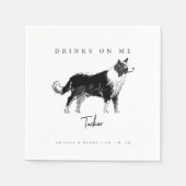 ドッグスケッチのドリンクをペットパーソナライズされたズに結婚追加 スタンダードカクテルナプキン (正面)