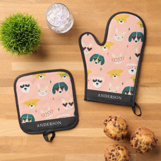 ドッグスサングラスグラス 鍋つかみ&鍋敷きセット (トップダウン)