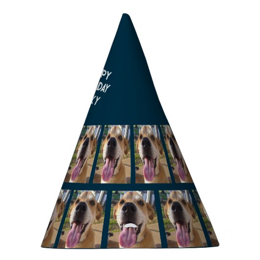 ドッグスハッピーバースデーネイビーブルーパーソナライズされた パーティーハット (右)