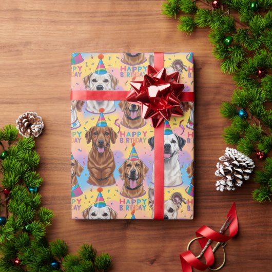 ドッグスハッピーバースデー ラッピングペーパー (クリスマスギフト)