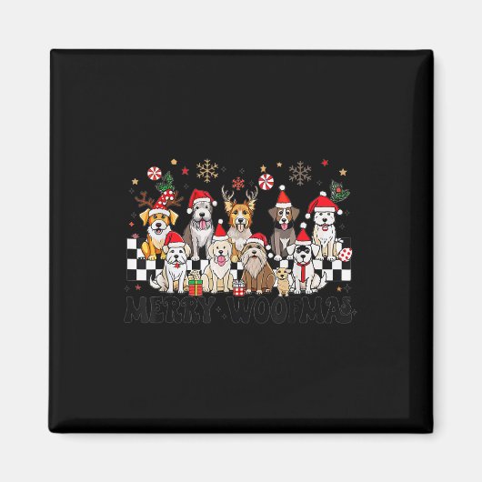 ドッグスメリークリスウーマスドッグラバー新年 マグネット (正面)