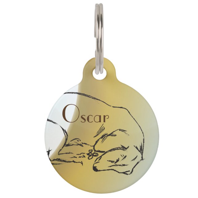 ドッグスリーピングダッシュント名前をカスタムするドッグペットタグ ペット　ネームタグ (正面)