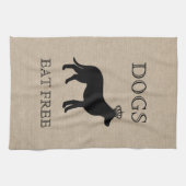 ドッグス食べリーフリーおもしろい犬ラバーリネン キッチンタオル (横)