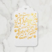 ドッグズアラブポーとハートタイポグラフィ ギフトタグ (正面)