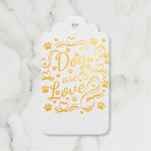ドッグズアラブポーとハートタイポグラフィ ギフトタグ (正面)