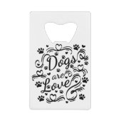 ドッグズアラブポーとハートタイポグラフィ クレジットカード栓抜き (正面)