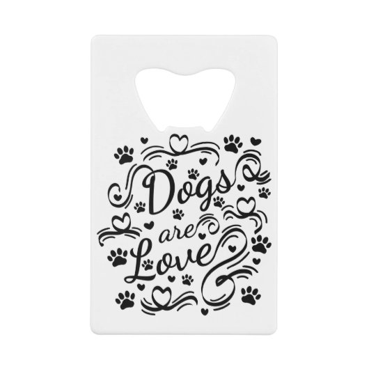 ドッグズアラブポーとハートタイポグラフィ クレジットカード栓抜き (正面)