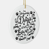 ドッグズアラブポーとハートタイポグラフィ セラミックオーナメント (右)