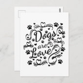 ドッグズアラブポーとハートタイポグラフィ ポストカード (正面/裏面)