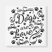 ドッグズアラブポーとハートタイポグラフィ マグネット (正面)