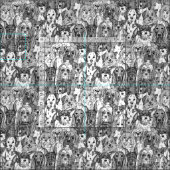 ドッグズア豊穣白黒 ファブリック (タイル)