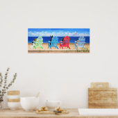 ドッグズオンレインボーアディロンダックチェアットビーチ ポスター (キッチン)