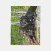 ドッグズパピズブラックラボチョコレートラブラドール取得 フリースブランケット (正面)