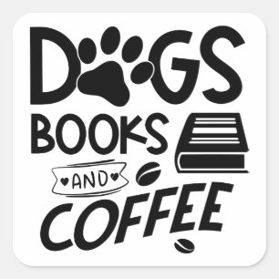 ドッグズブックスコーヒー読タイポグラフィことわざ引用文 スクエアシール