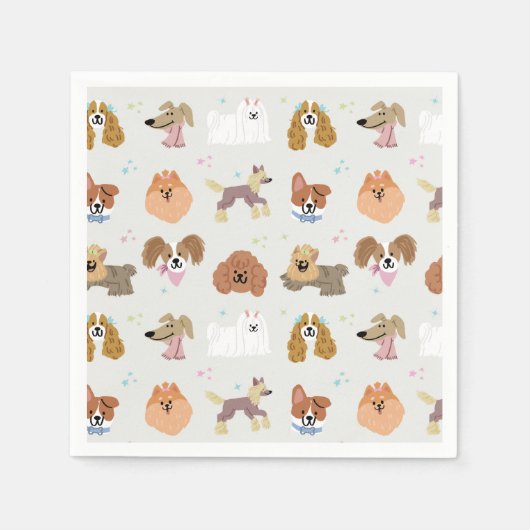 ドッグズペット子供の誕生日パーティー スタンダードカクテルナプキン (正面)