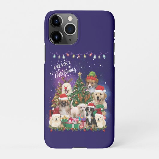 ドッグズメリークリスマスライト iPhoneケース (裏面)