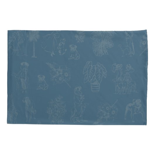 ドッグズレディトイレドゥジュエダークターコイズ 枕カバー (裏面)