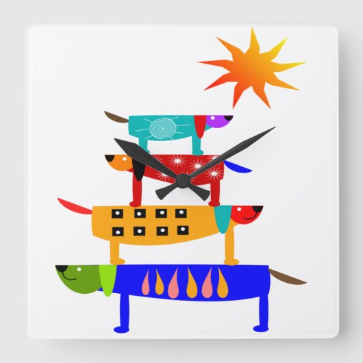 ドッグズワールド スクエア壁時計 (正面)