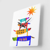 ドッグズワールド スクエア壁時計 (傾斜)