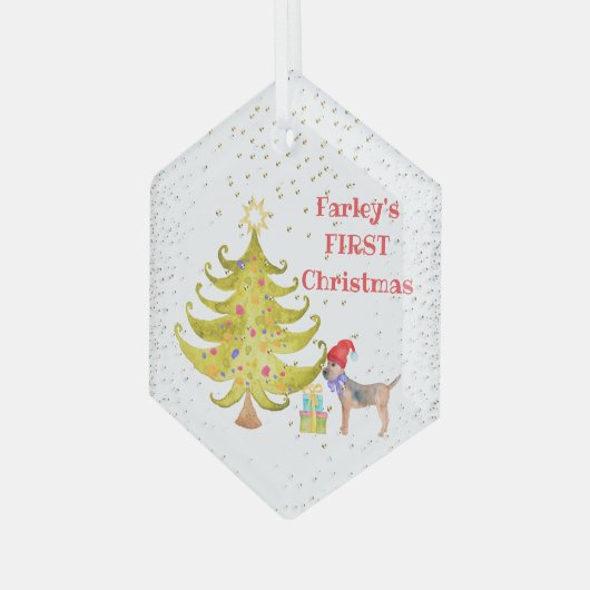 ドッグズ初めてのクリスマスガラスオーナメント ガラスオーナメント (正面左)