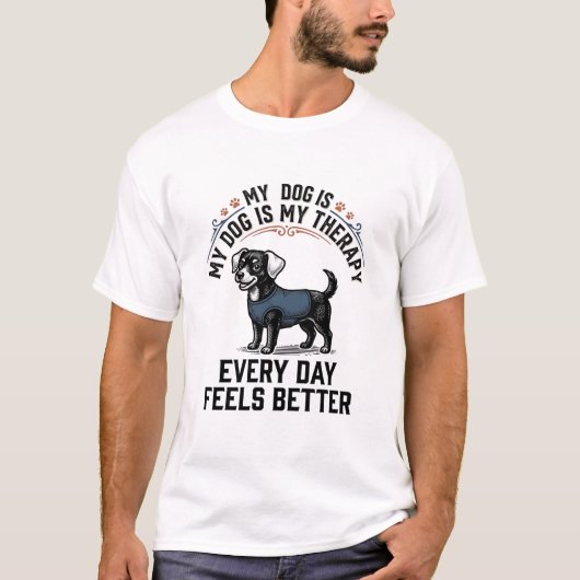ドッグセラピーTシャツ ビンテージ風の犬好きギフト_ Tシャツ (正面)