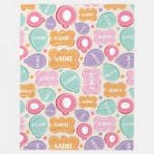 ドッグタグよくはしゃぐパターン フリースブランケット (正面)