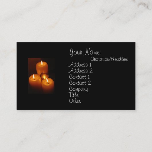 ドッグタッグおよび名刺蝋燭の 名刺 (正面)