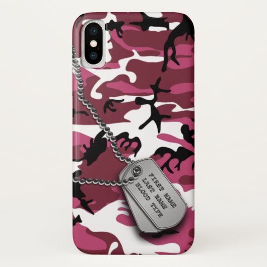 ドッグタッグとのピンクの迷彩柄 Case-Mate iPhoneケース (裏面)