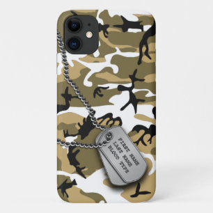 ドッグタッグとの砂漠の迷彩柄 iPhone 11 ケース