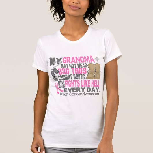 ドッグタッグの乳癌の祖母 Tシャツ (正面)
