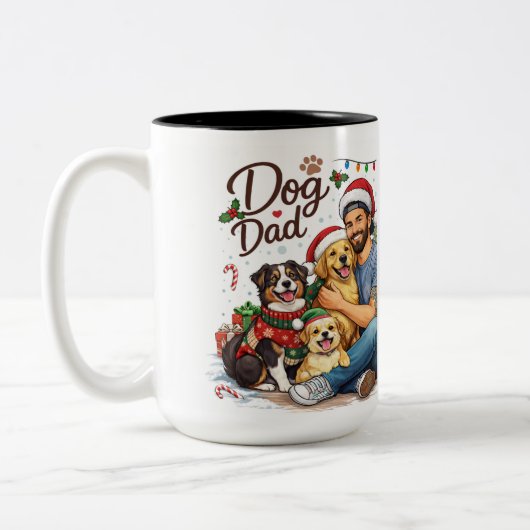 ドッグダッドのクリスマスチーム マグカップ - 面白いホリデー コーヒー (左)