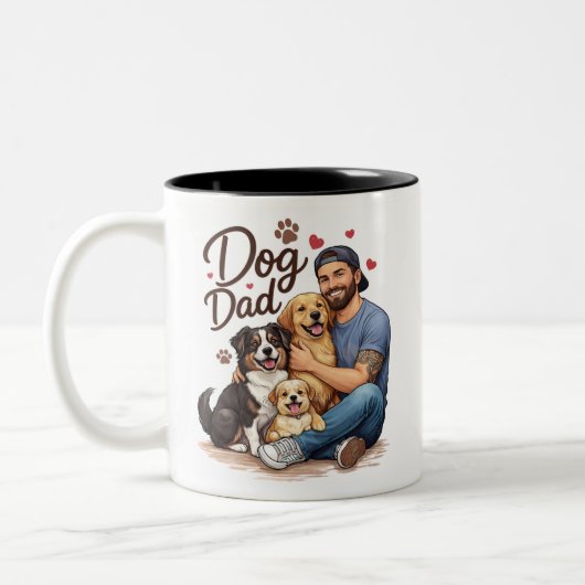 ドッグダッドライフ マグカップ - 犬好きのための面白いコーヒーカップ (左)