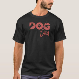 ドッグダッドTシャツ - レトロな赤い犬のシルエットと足跡 Tシャツ