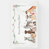 ドッグテーマパーティバナー、誕生日背景 横断幕 (縦)