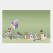 ドッグテーマパーティーハッピーバースデー ラッピングペーパーシート (正面3)