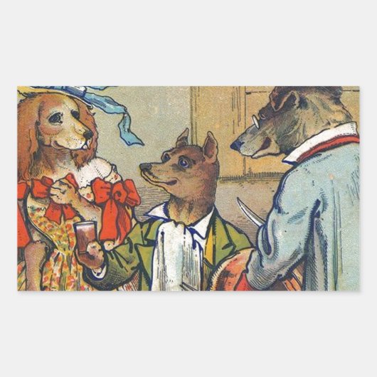 ドッグディナビクトリアンードドレスドギー 長方形シール (正面)