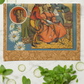 ドッグディナーパーティーヴィンテージドッグイラストレーション キッチンタオル (折り畳み)