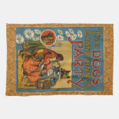 ドッグディナーパーティーヴィンテージドッグイラストレーション キッチンタオル (横)