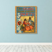 ドッグディナーパーティーヴィンテージドッグイラストレーション キャンバスプリント (インサイチュ (ウッドフロア))