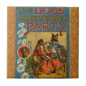 ドッグディナーパーティーヴィンテージドッグイラストレーション タイル (正面)
