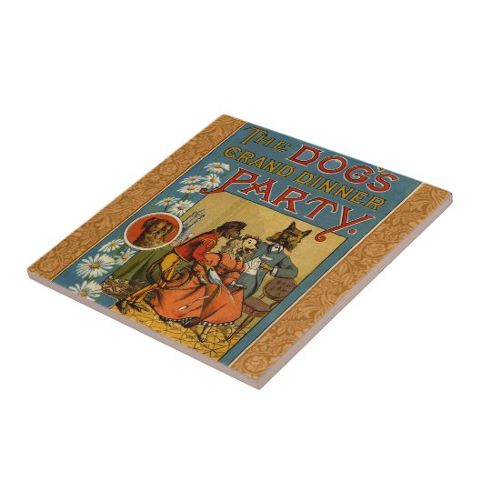 ドッグディナーパーティーヴィンテージドッグイラストレーション タイル (側面)
