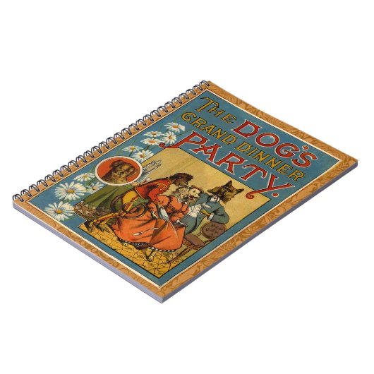 ドッグディナーパーティーヴィンテージドッグイラストレーション ノートブック (左側)