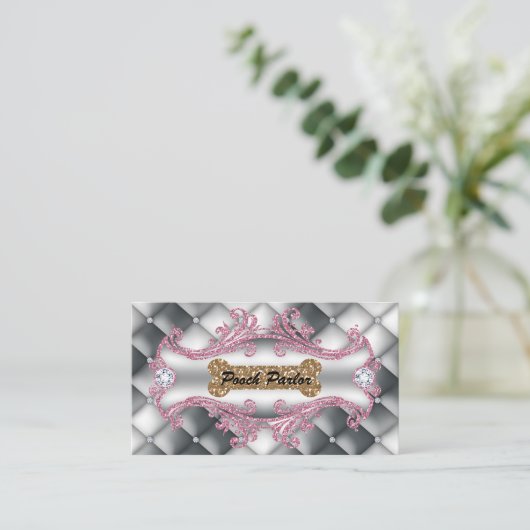 ドッグデイサービスペット獣医タフトサテン 名刺 (スタンド正面)