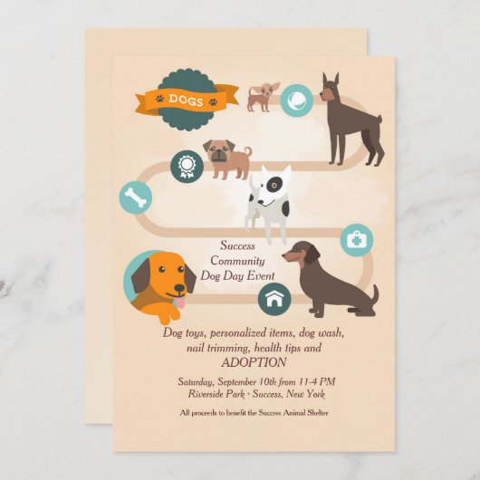 ドッグデイズ養子縁組招待状 招待状 (正面/裏面)